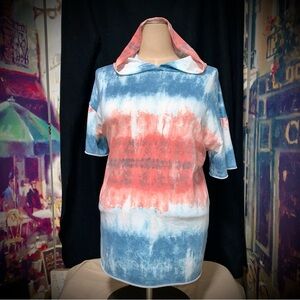 🚨 LuLaRoe Brand Hooded Short Sleeve Top | Tie-Dye | Medium | NWT
